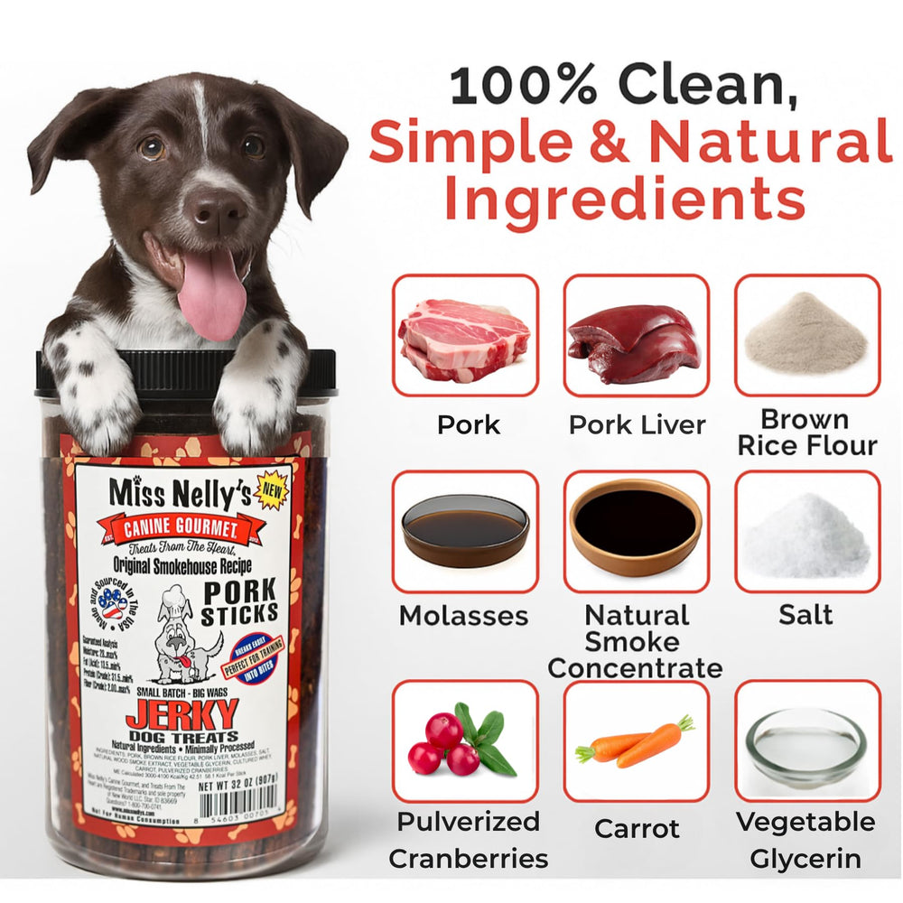 Miss Nelly's ingrédients naturels, sans additifs, pour chiens sensibles