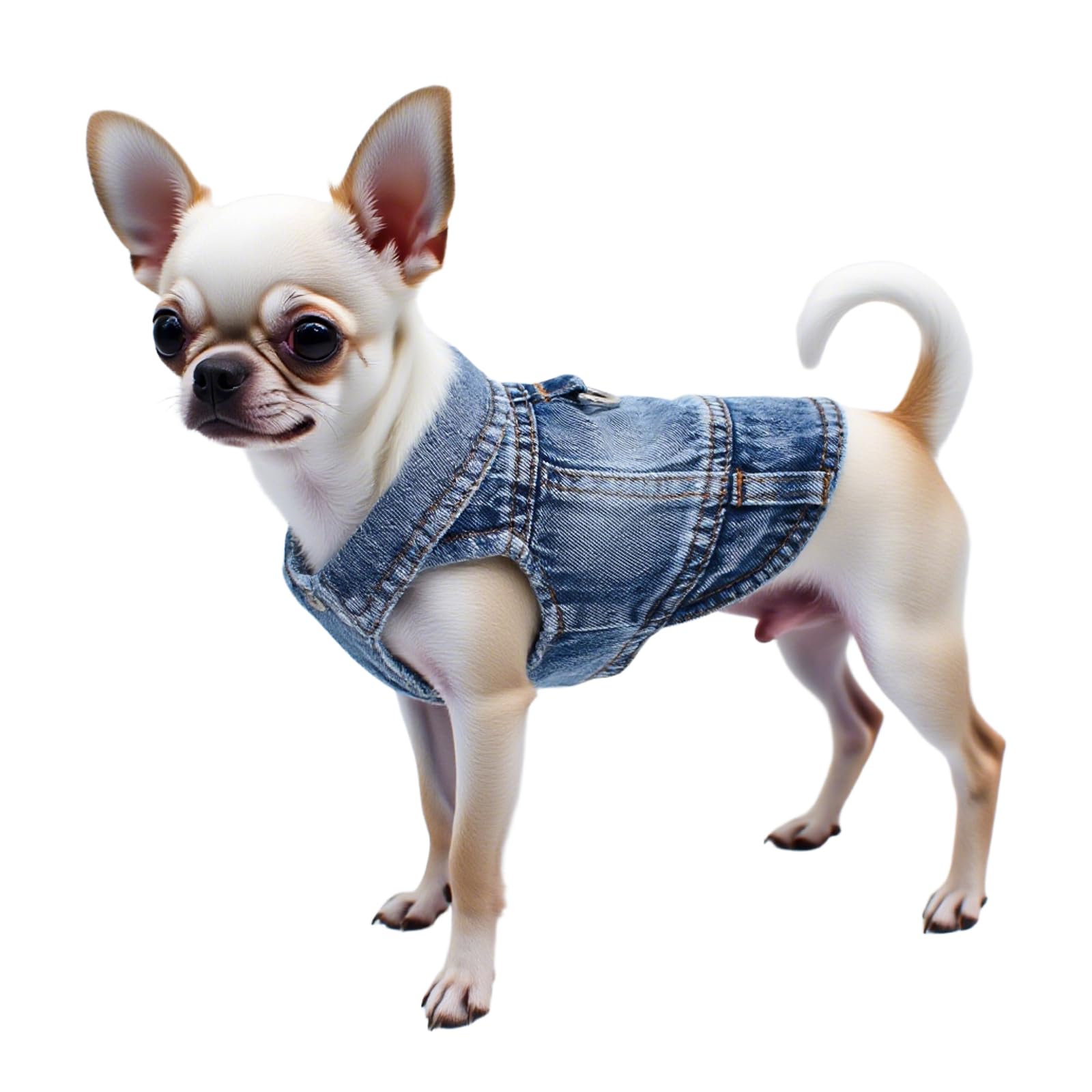 Veste jean avec anneau en D MISS PET pour laisse bleu