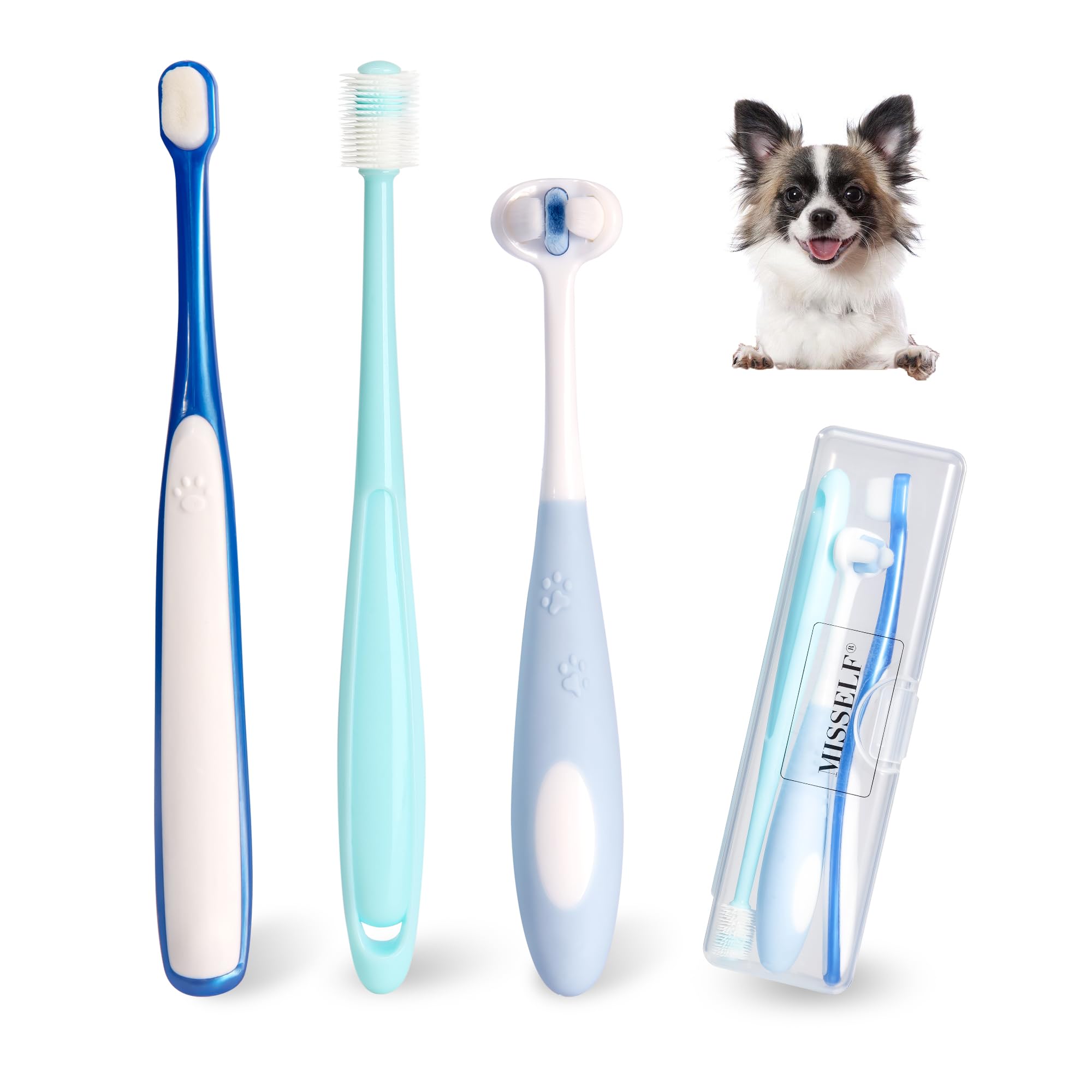 MISSELF ensemble brosse dents nano ultra douce pour petit chien, nettoyage en douceur