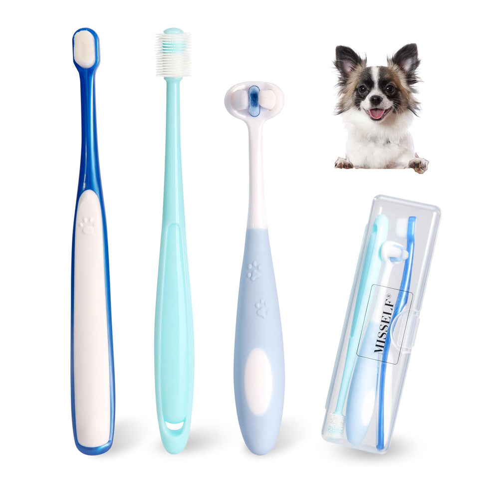 MISSELF ensemble brosse dents nano ultra douce pour petit chien, nettoyage en douceur