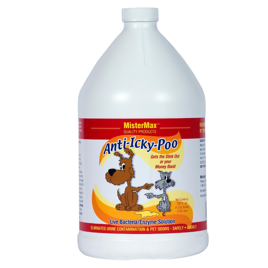 Mister Max Anti Icky Poo : bouteille enzymatique prête à l’emploi pour taches et odeurs.