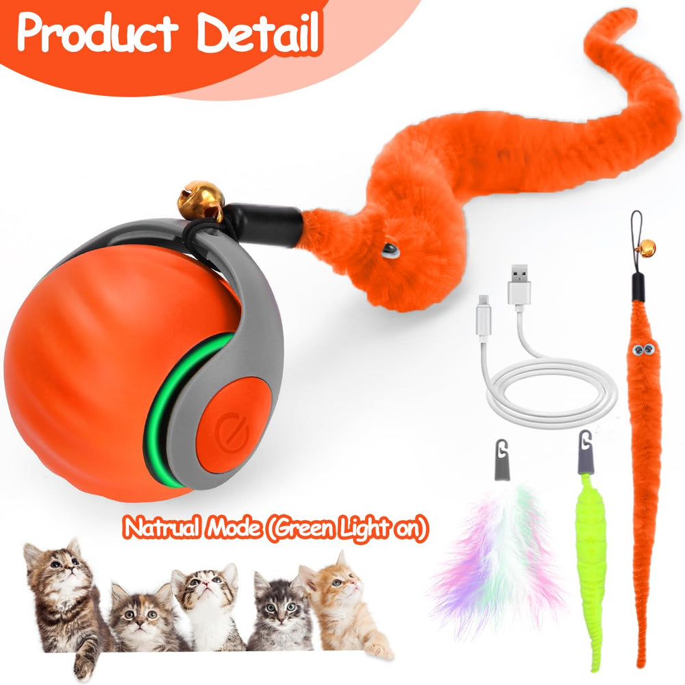Balle chat orange durable avec housse anti-rayures pour un jeu durable.