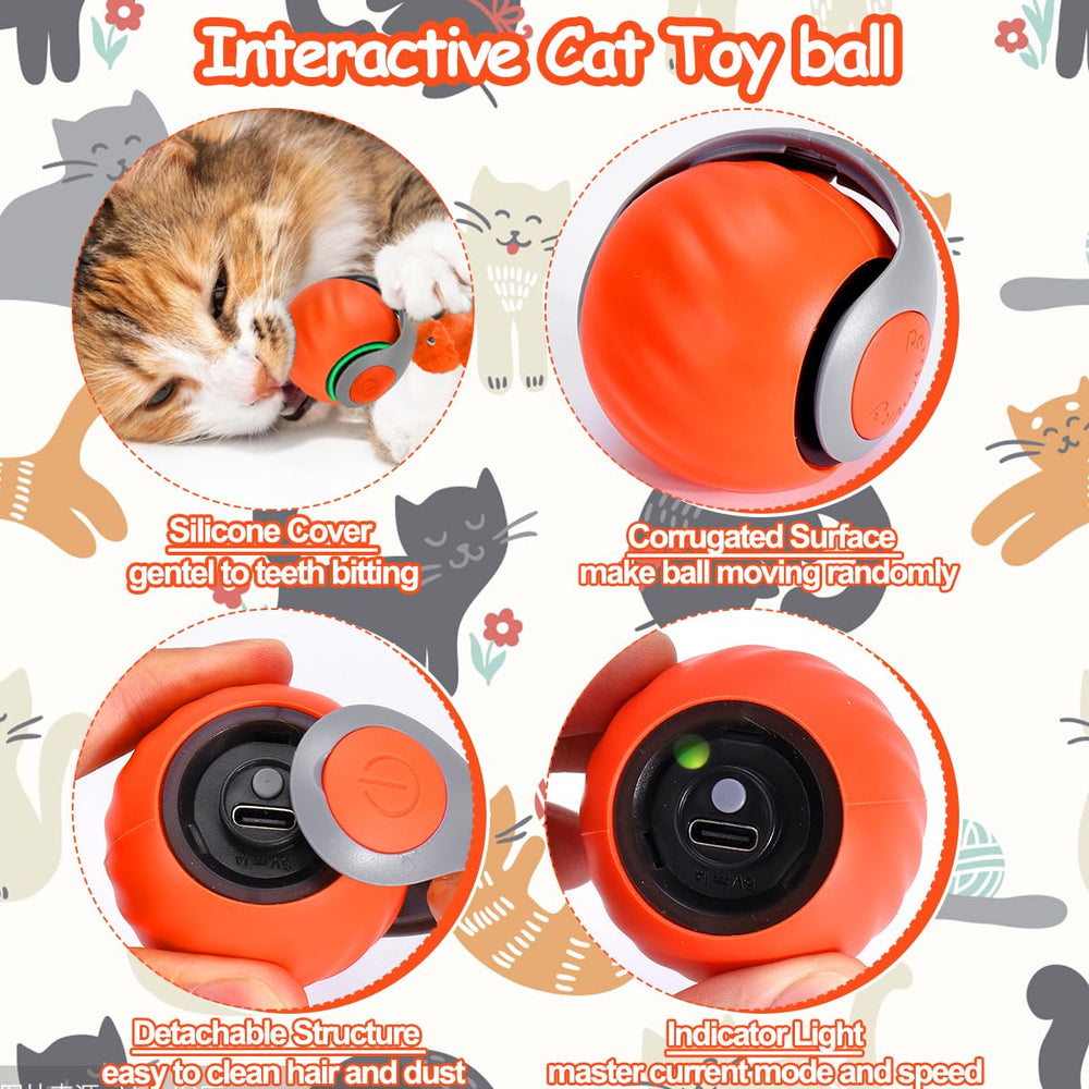 Balle chat rechargeable garantissant des sessions prolongées sans remplacement fréquent.