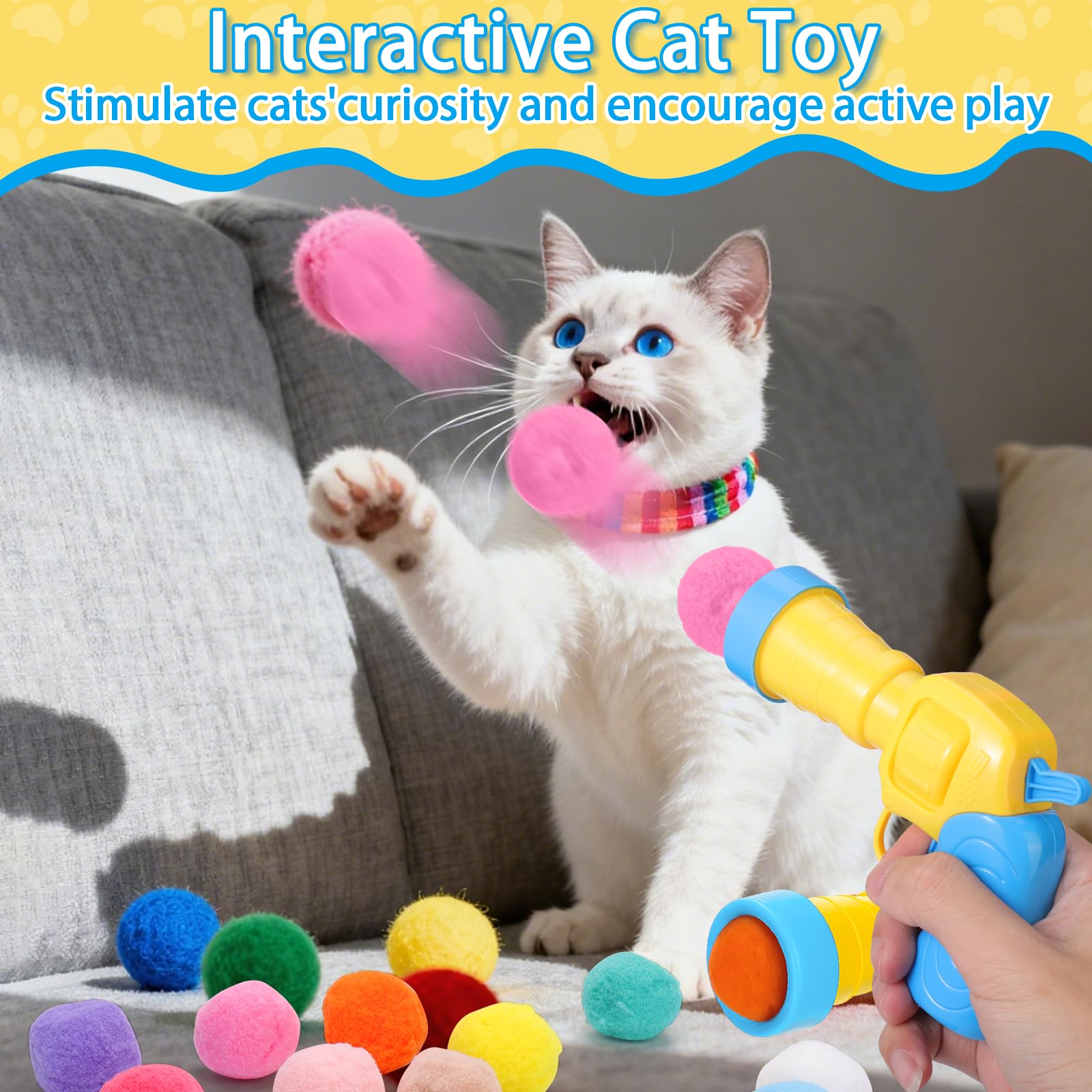 Balles pompon peluche Mity Rain : douceur et stimulation pour chats.