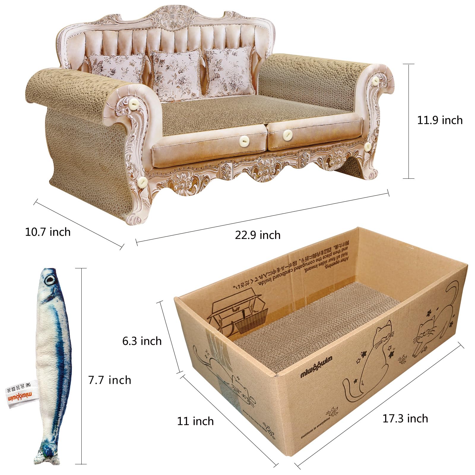 Miwoowim canapé chat 23 pouces, espace de détente spacieux pour félins.