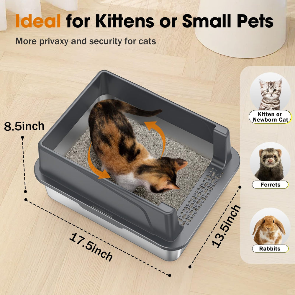 MIXJOY litière en acier inox taille M adaptée aux petits chats et espaces réduits