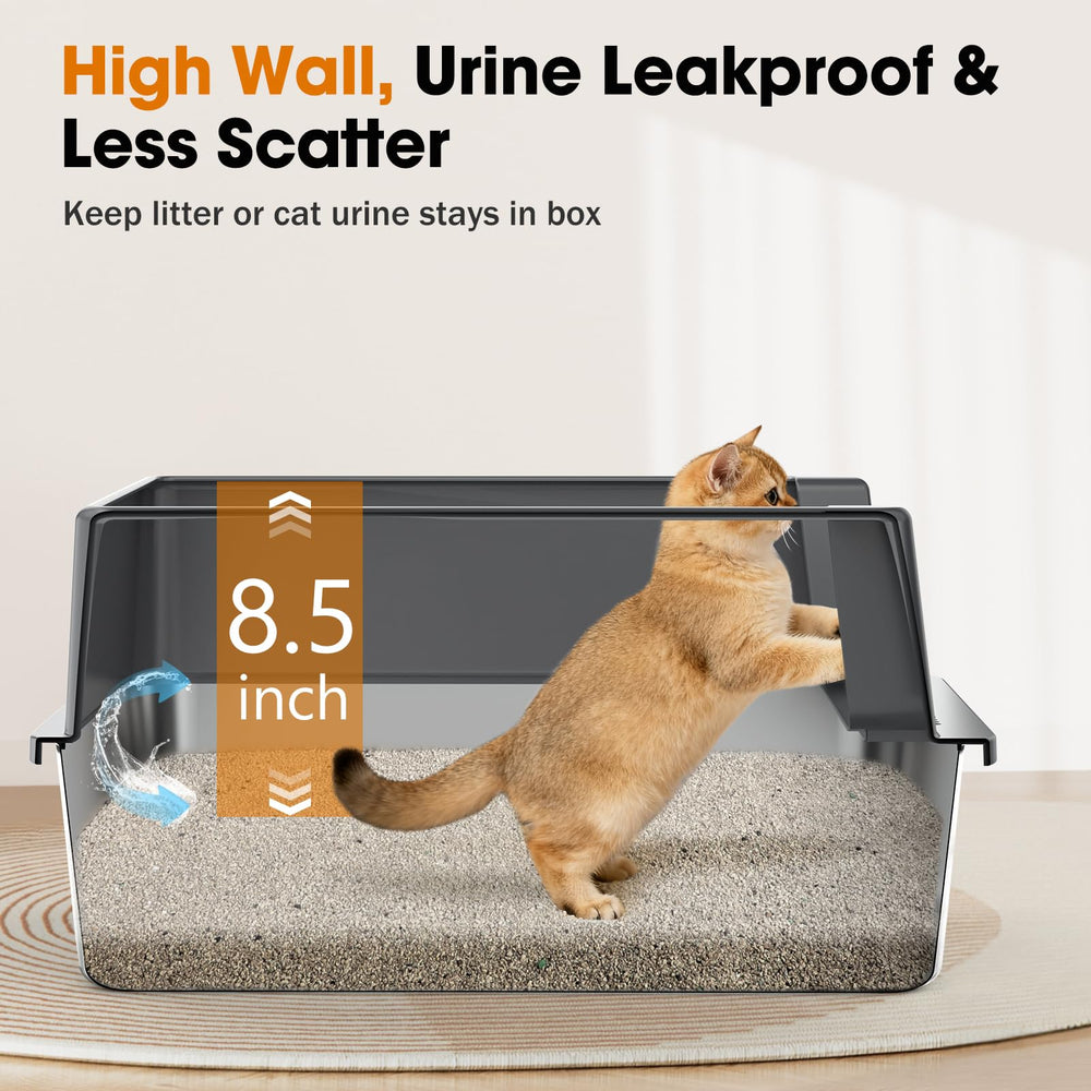 MIXJOY litière en acier inox taille XL plus spacieux pour chats de tailles variées