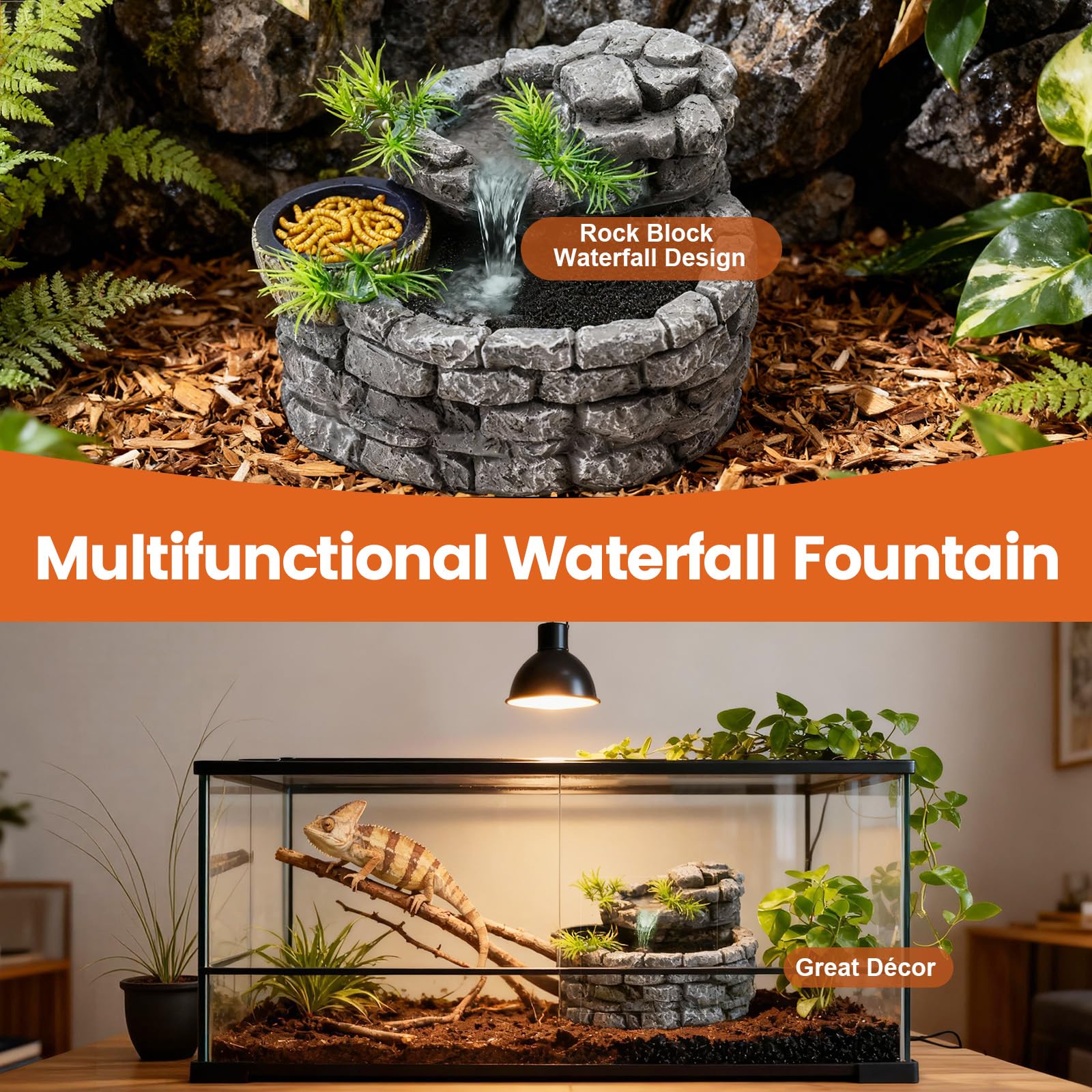 MIXJOY fontaine reptile nettoyage facile et durable