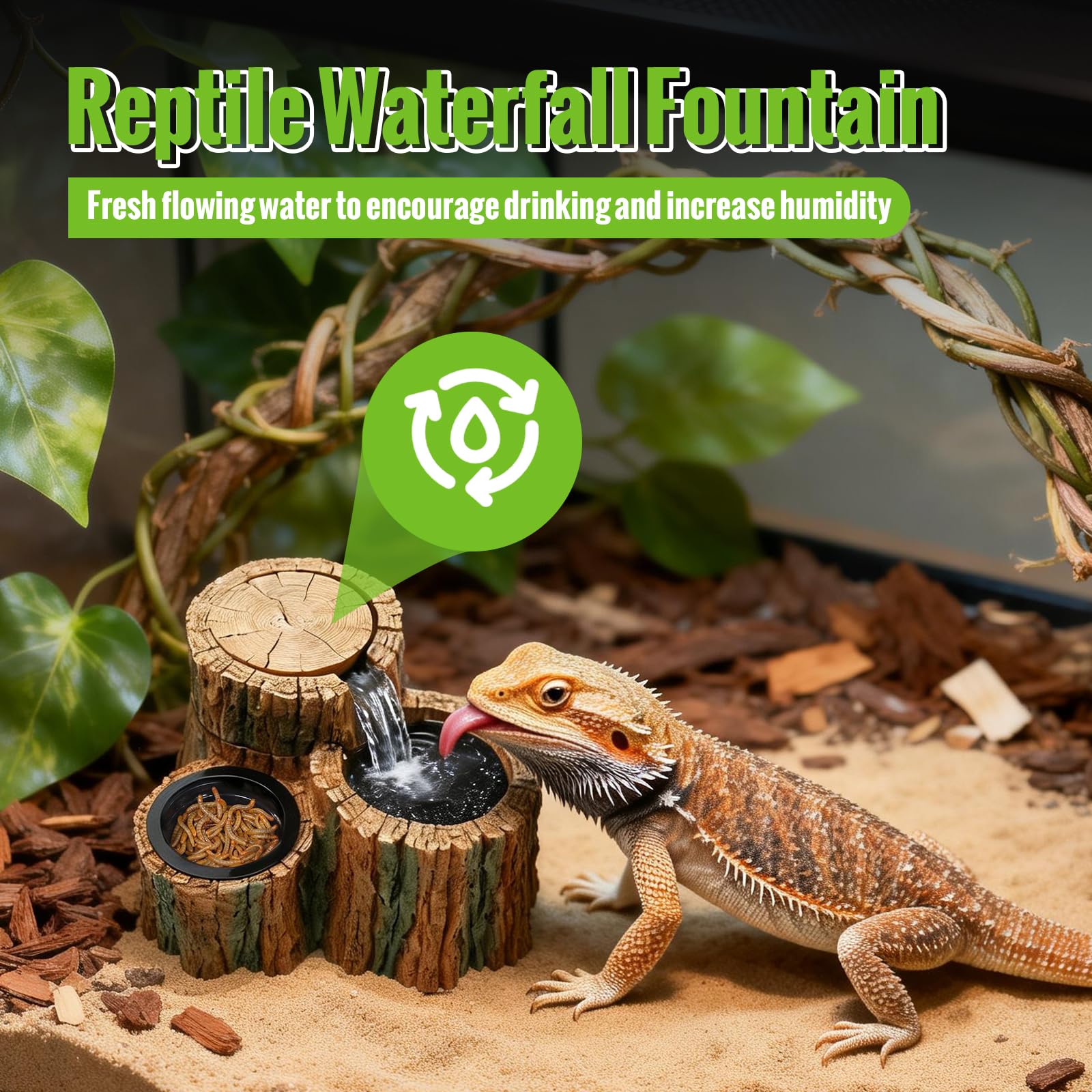 MIXJOY fontaine reptile dispenser-eau et nourriture pratique dans le terrarium