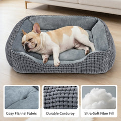 Lit MIXJOY pour chien, rectangle bordures hautes, soutien de tête.