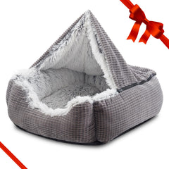 MIXJOY lit chien rectangle cave capuche pour sieste sécurisée et douillette