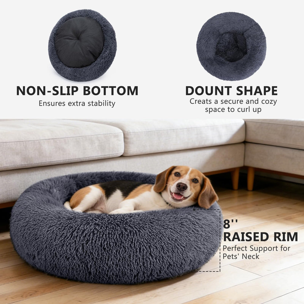 MIXJOY lit orthopédique donut, vue dos, chaleur et confort pour chiens et chats.