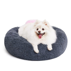 MixJOY lit rond orthopédique, douceur grise et bleue pour chien.
