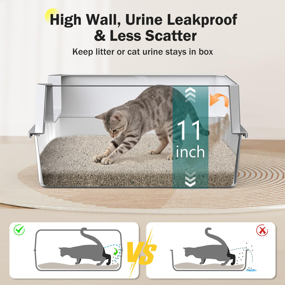 MIXJOY litière inox XXL, capacité 37 litres, réduit les nettoyages fréquents.