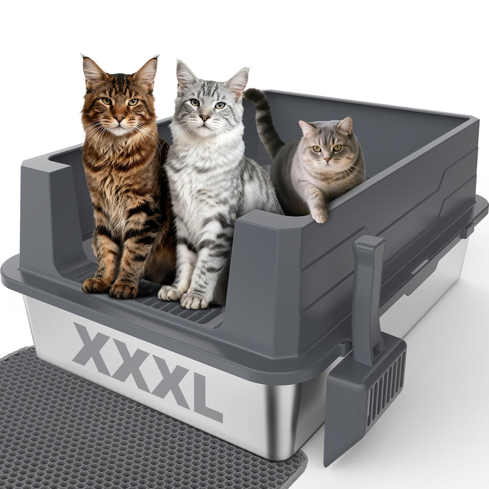 MixJOY litiere inox XXL avec rebord haut assure intimité et sécurité.
