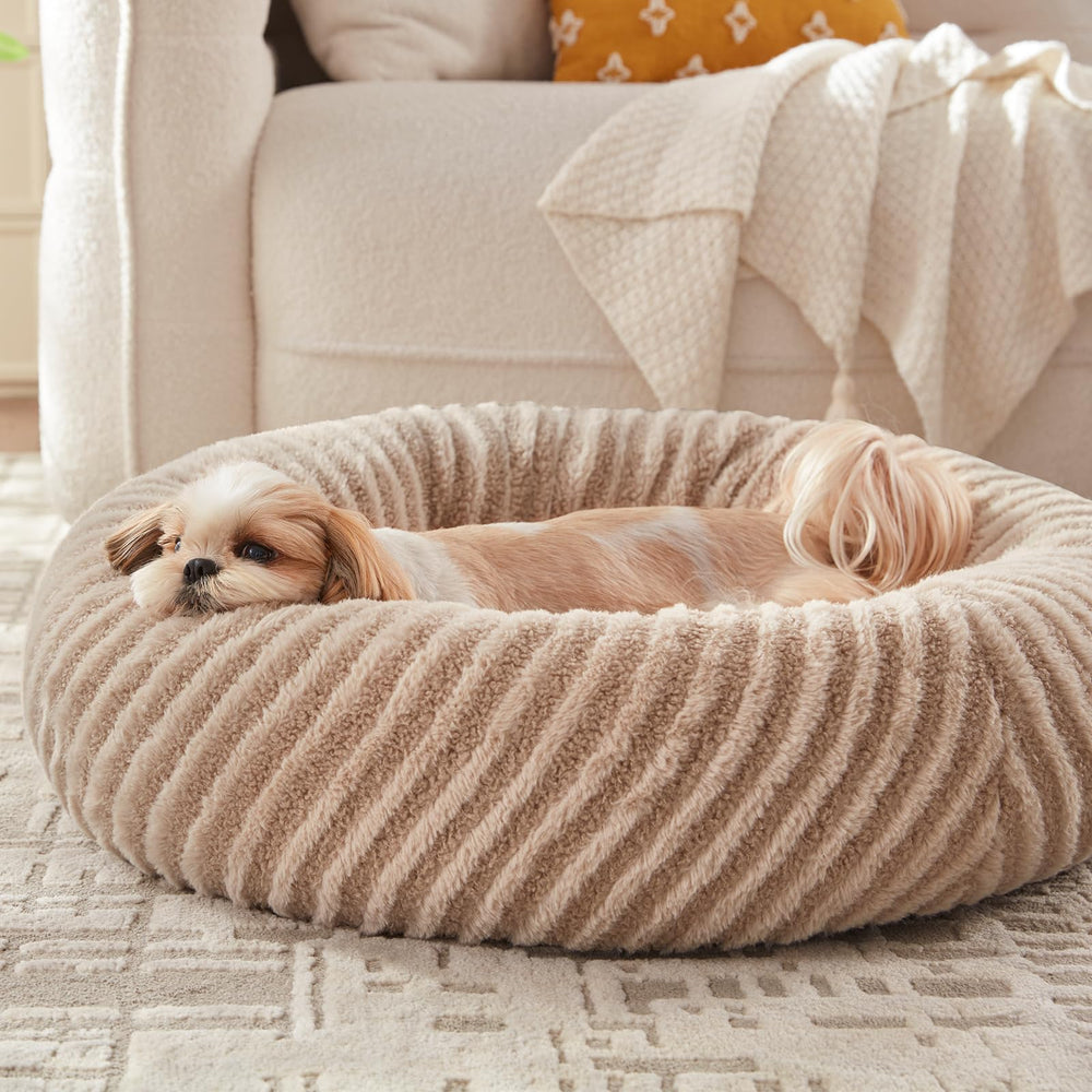 MIXJOY Panier en forme beignet pour petit chien ou chat, cocon confortable.
