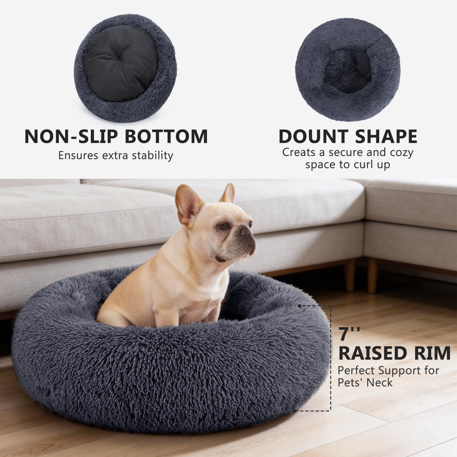 MixJOY rebord élevé offrant soutien de tête pour chiens et chats.