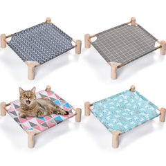 Mixweer hamac chat bois, motif grille grise, offre repos intérieur sûr.
