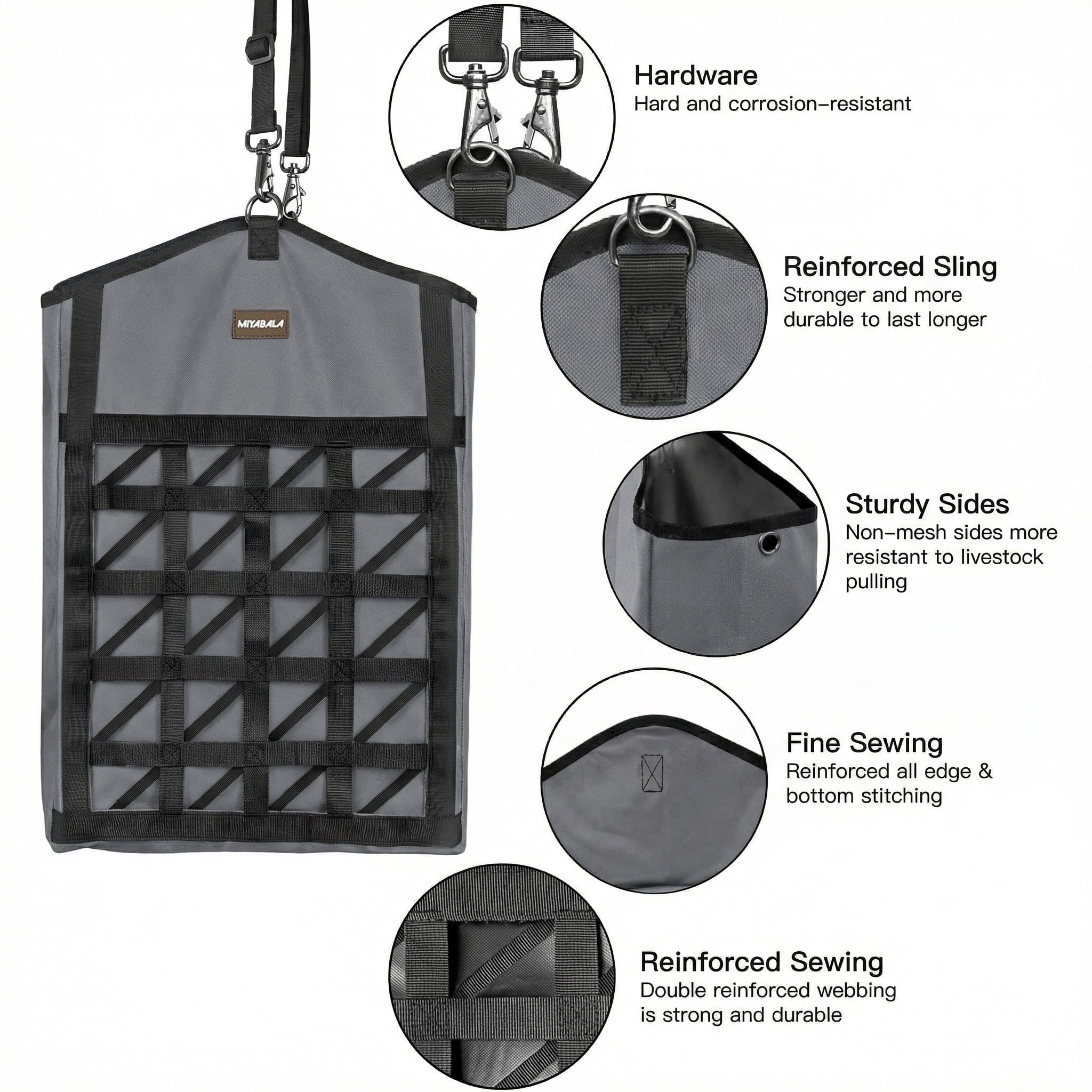 MIYABALA sac de foin hay bag suspension reglable adaptable à différents animaux
