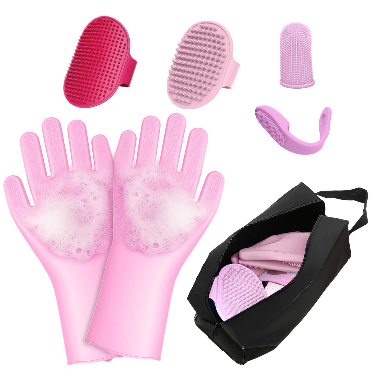 MIYIJHY gants-deshedding en silicone capturent les poils et massent la peau.