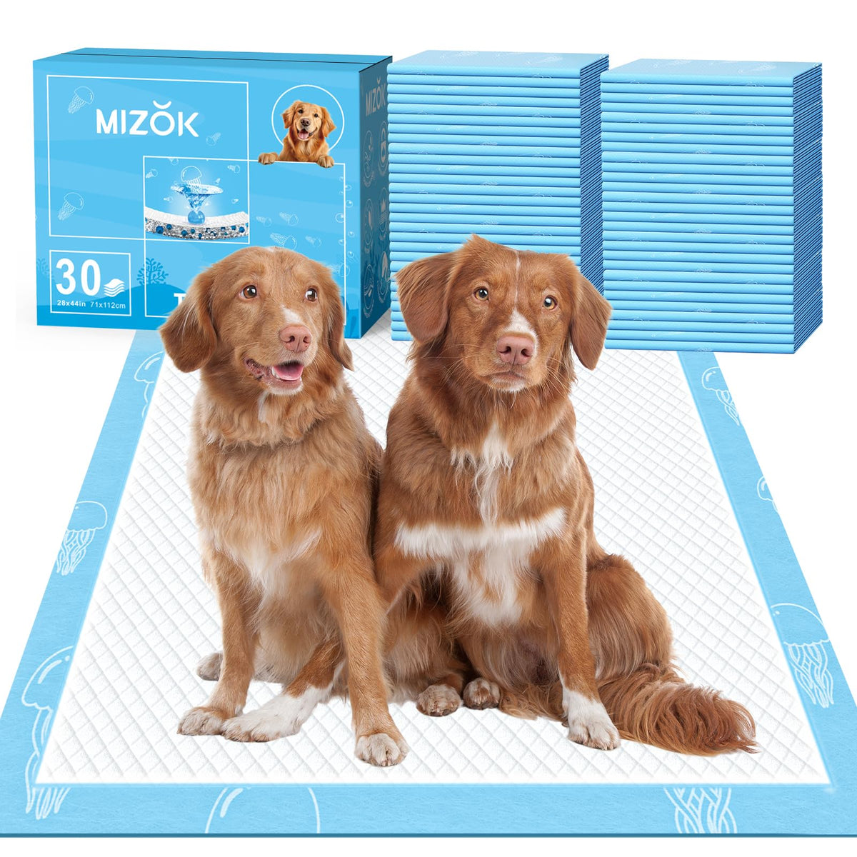 MIZOK Couches-chien motif meduse bleue pour entraînement propre et agréable.