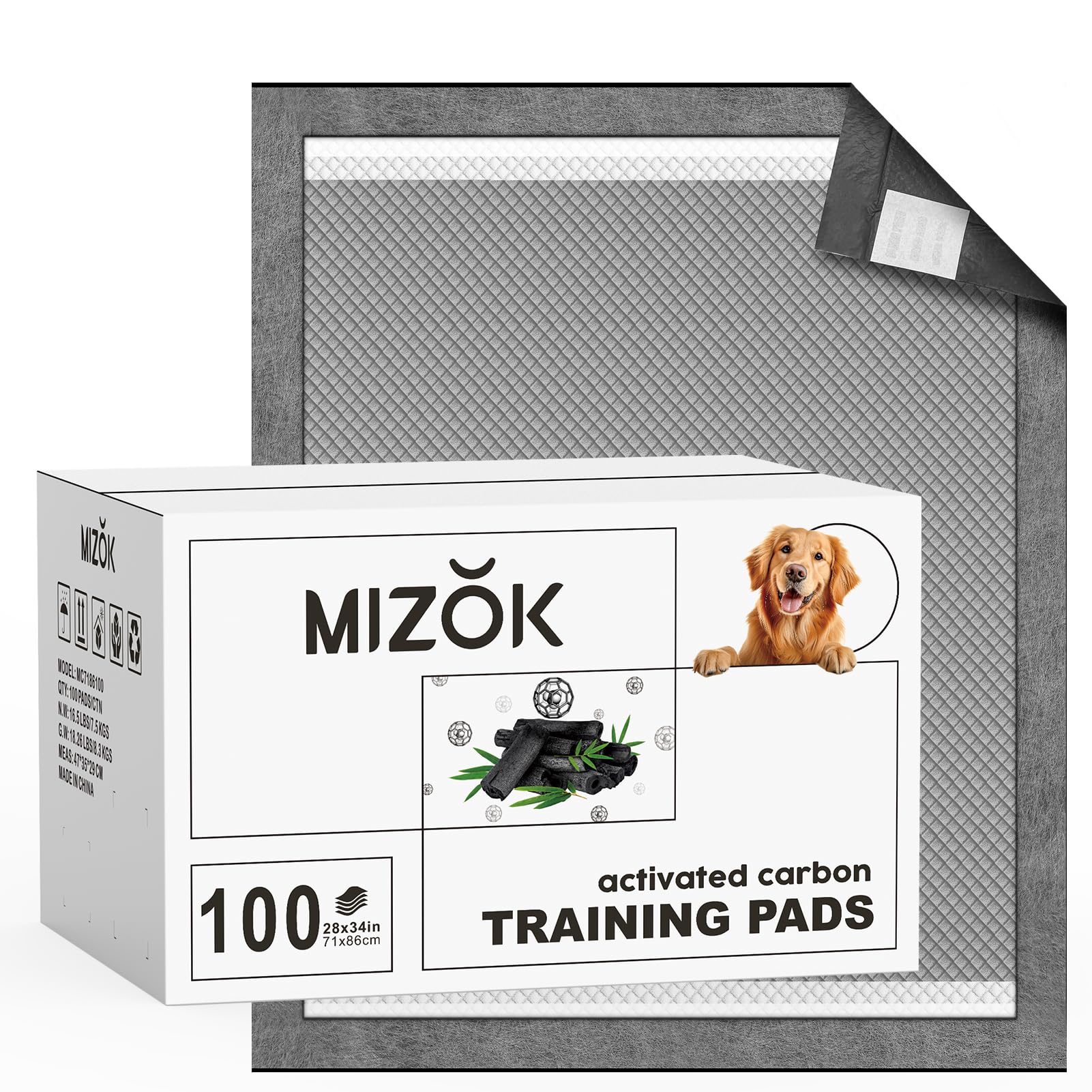 Tapis Mizok 28x34 charbons absorbants, contrôle des odeurs et protection des sols.