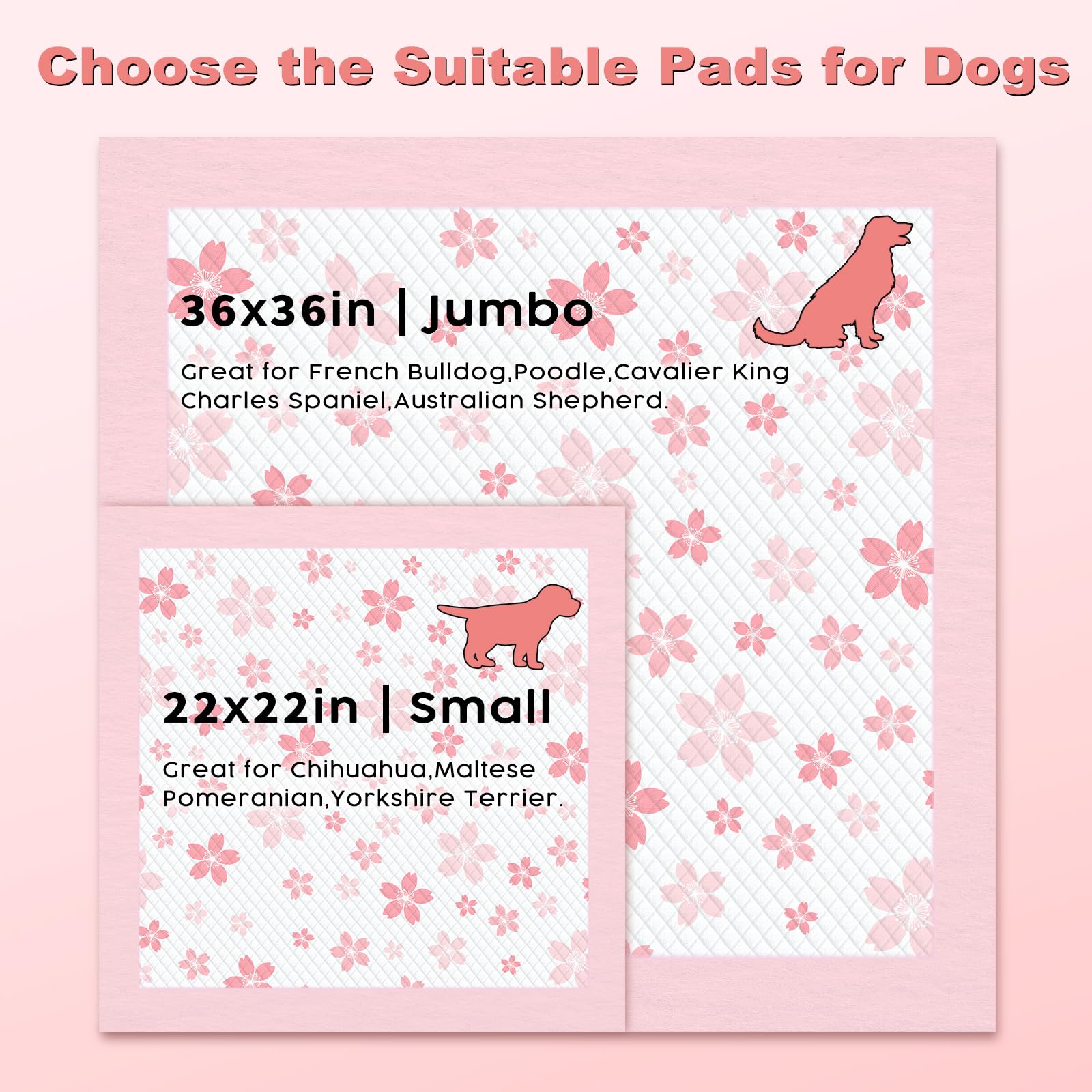 MIZOK tapis chiots rose cerisier, adhesif-base securisant le glissement.