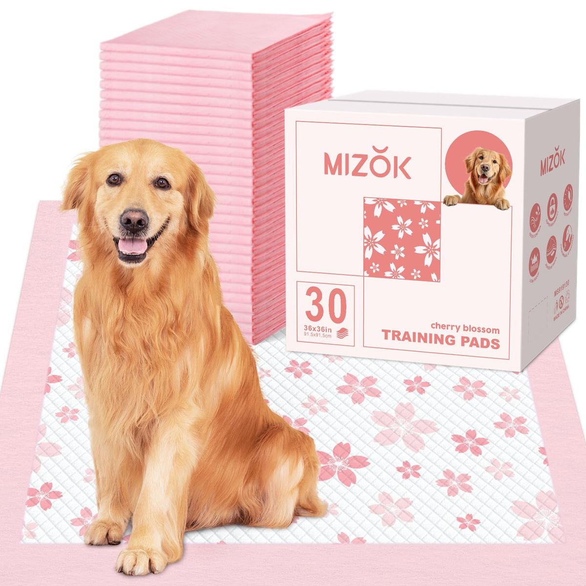MIZOK tapis chiots rose fleurs cerisier 36x36, parfait pour l interieur.