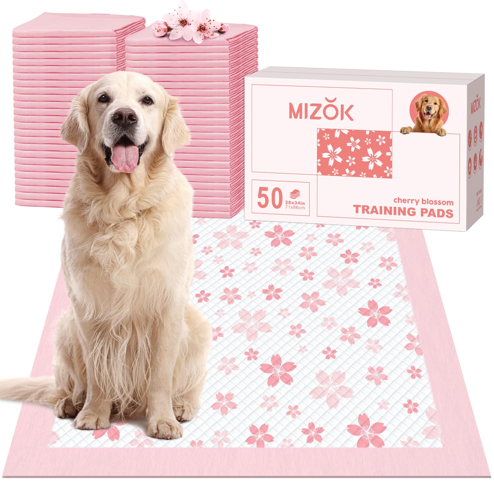 MIZOK tapis-pipi design cerisier rose 28x34 pour apprentissage élégant et propre.
