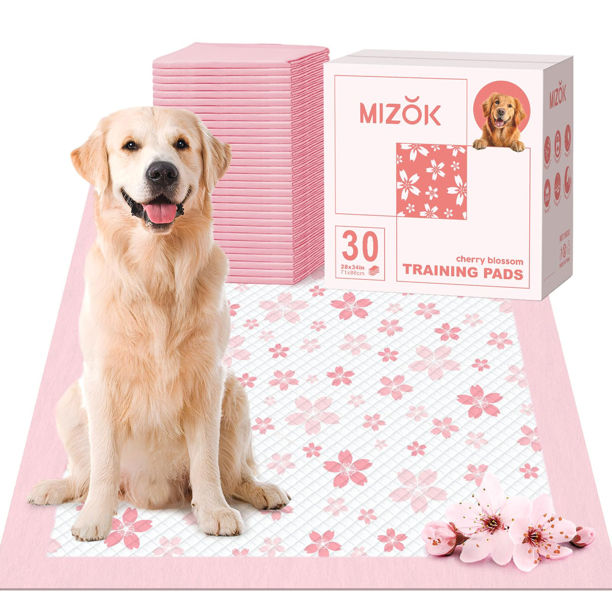 MIZOK tapis-potty xl cerisier-rose: design élégant et aide à l'entraînement.