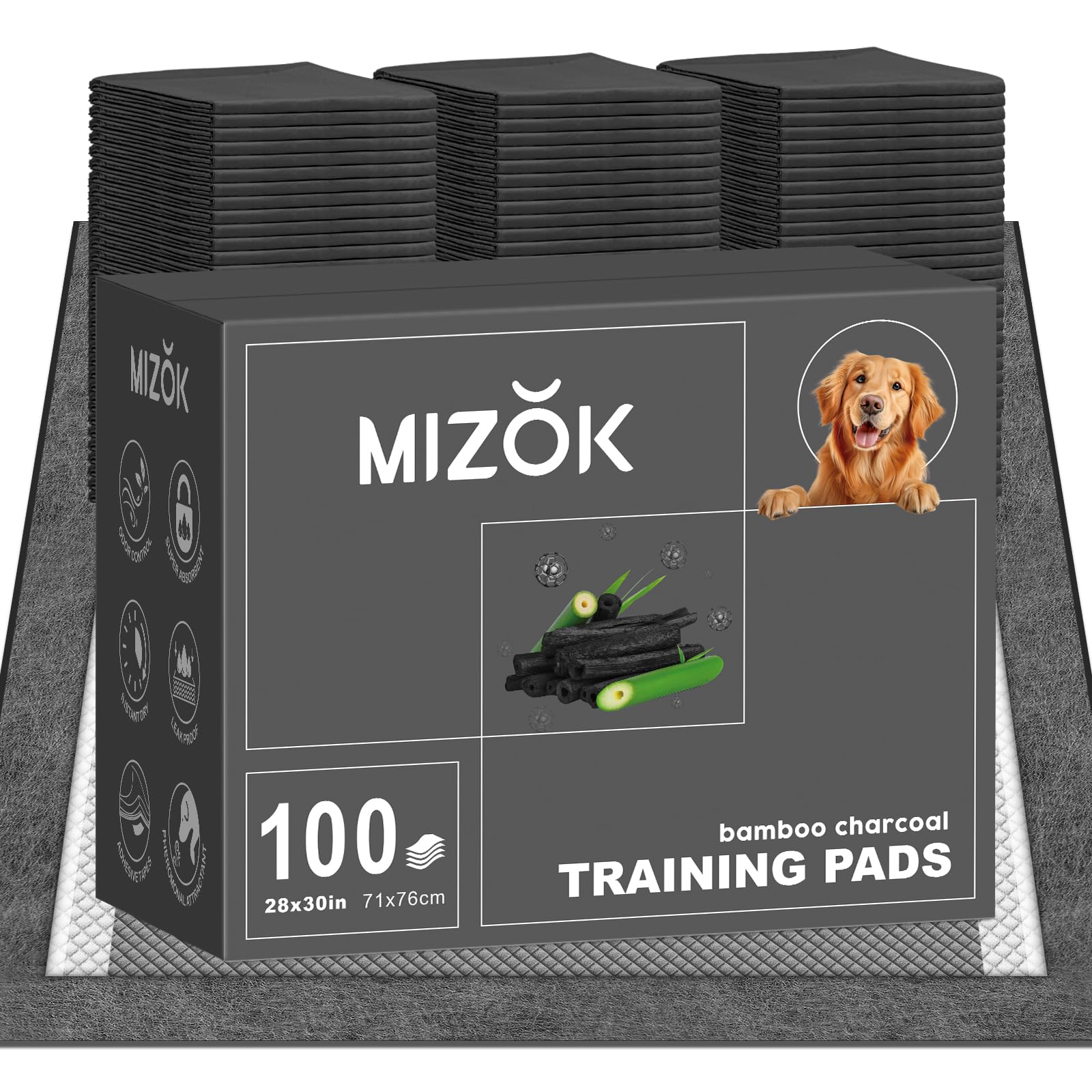 Tapis sanitaire MIZOK pour chien, charbon absorbant et contrôle d'odeur