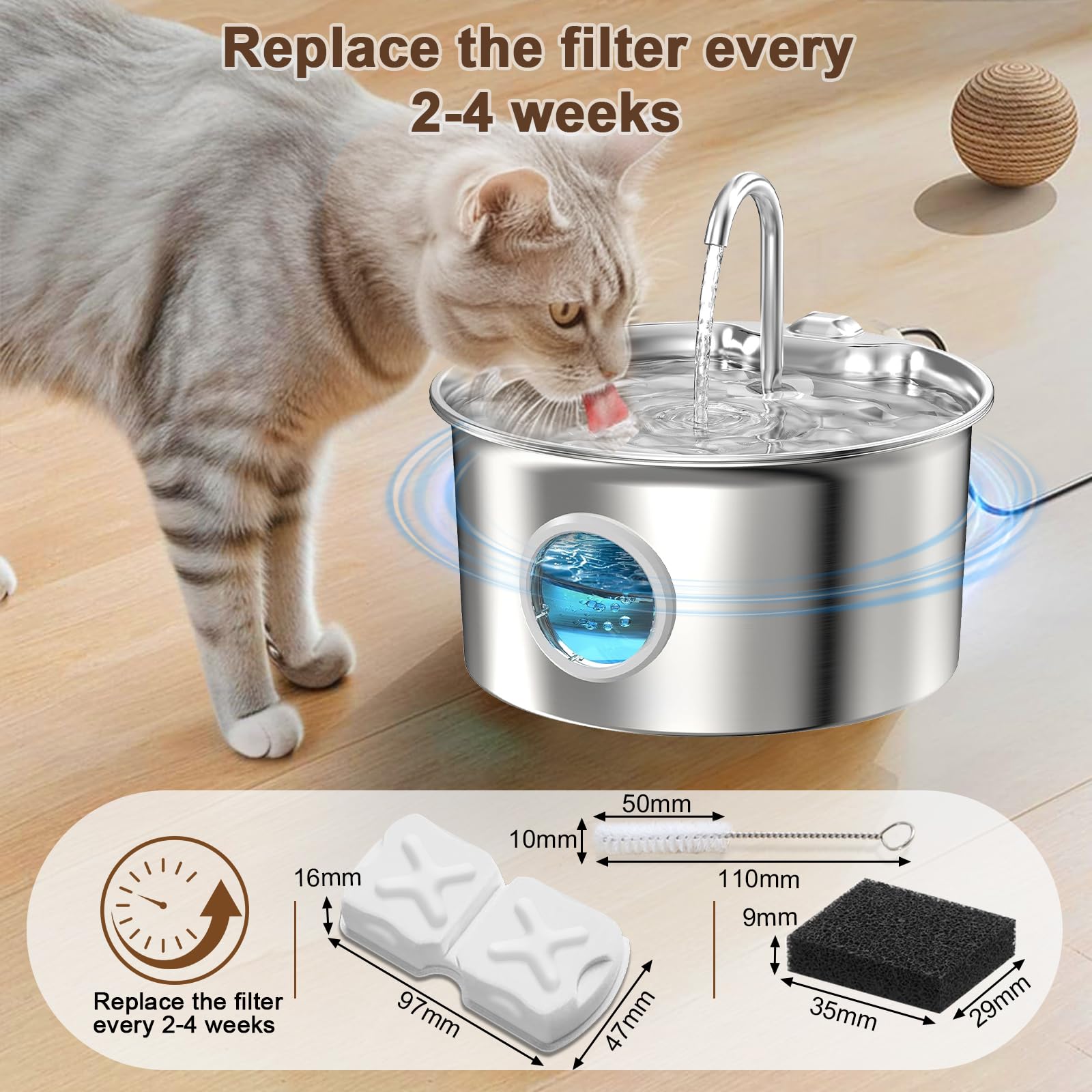 MJYNITE compatibilité-fontaine-inox-chat assure un débit stable