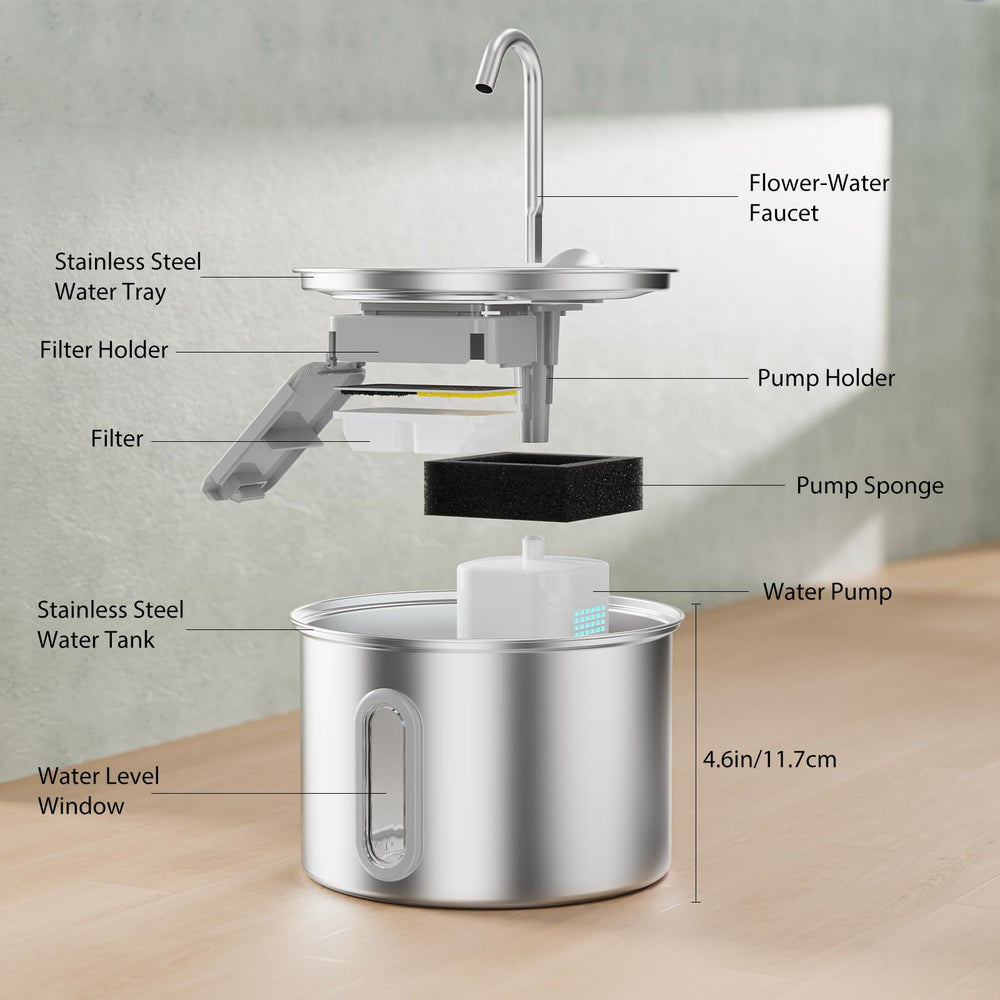 Flux d'eau fluide qui oxygène la boisson et stimule l'hydratation.