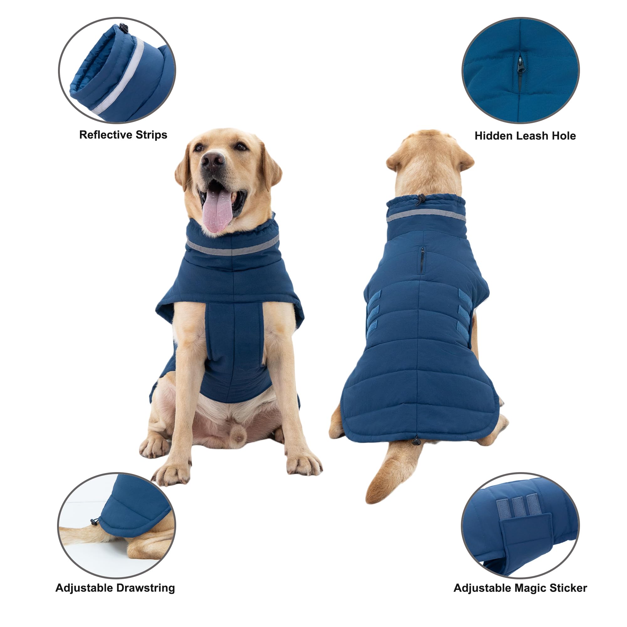 Mklhgty manteau chien réfléchissant pour plus de visibilité nocturne en bleu XL.