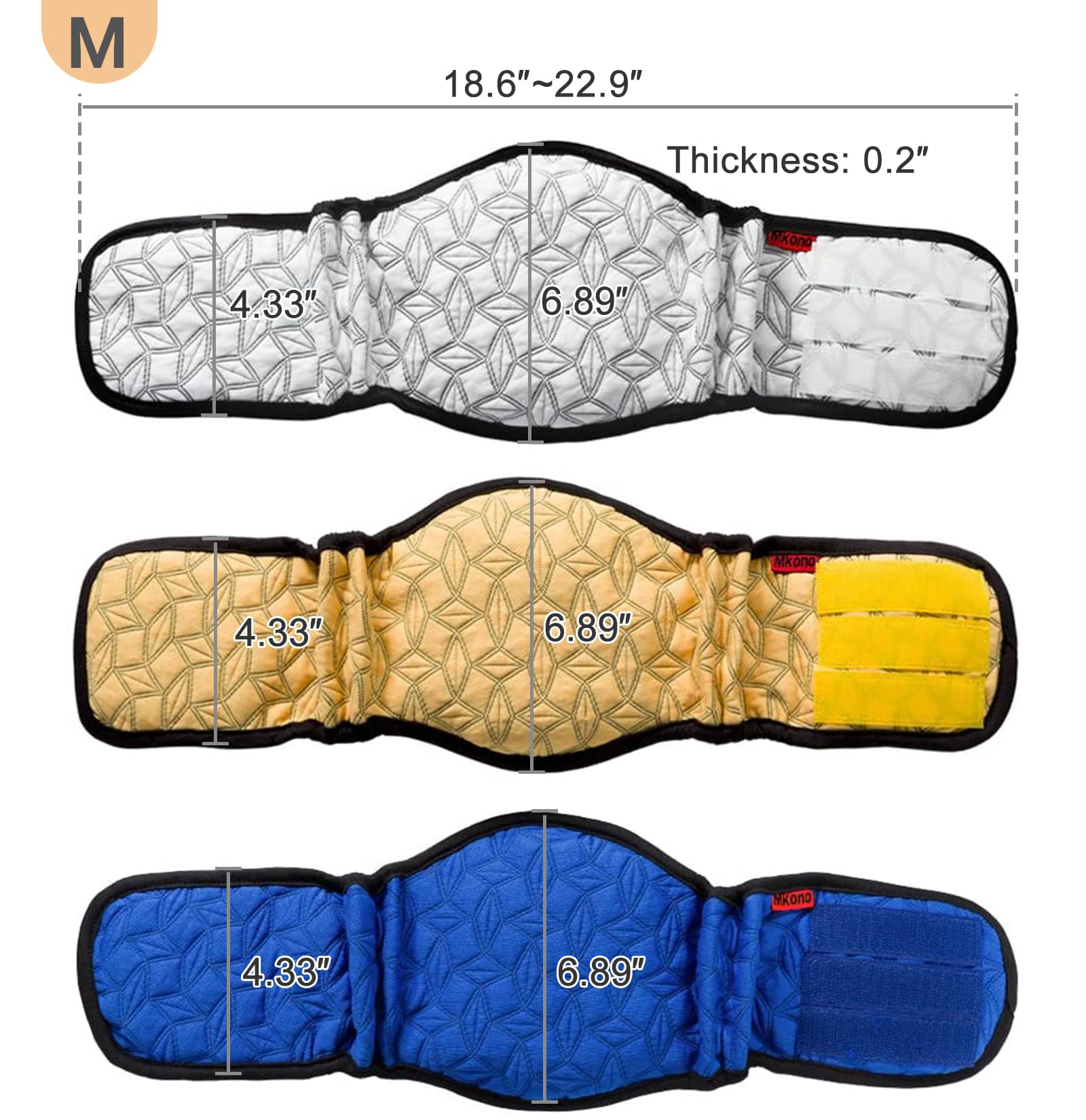 Bandes ventrales Mkono ajustables pour chien mâle, confort autour de la taille.