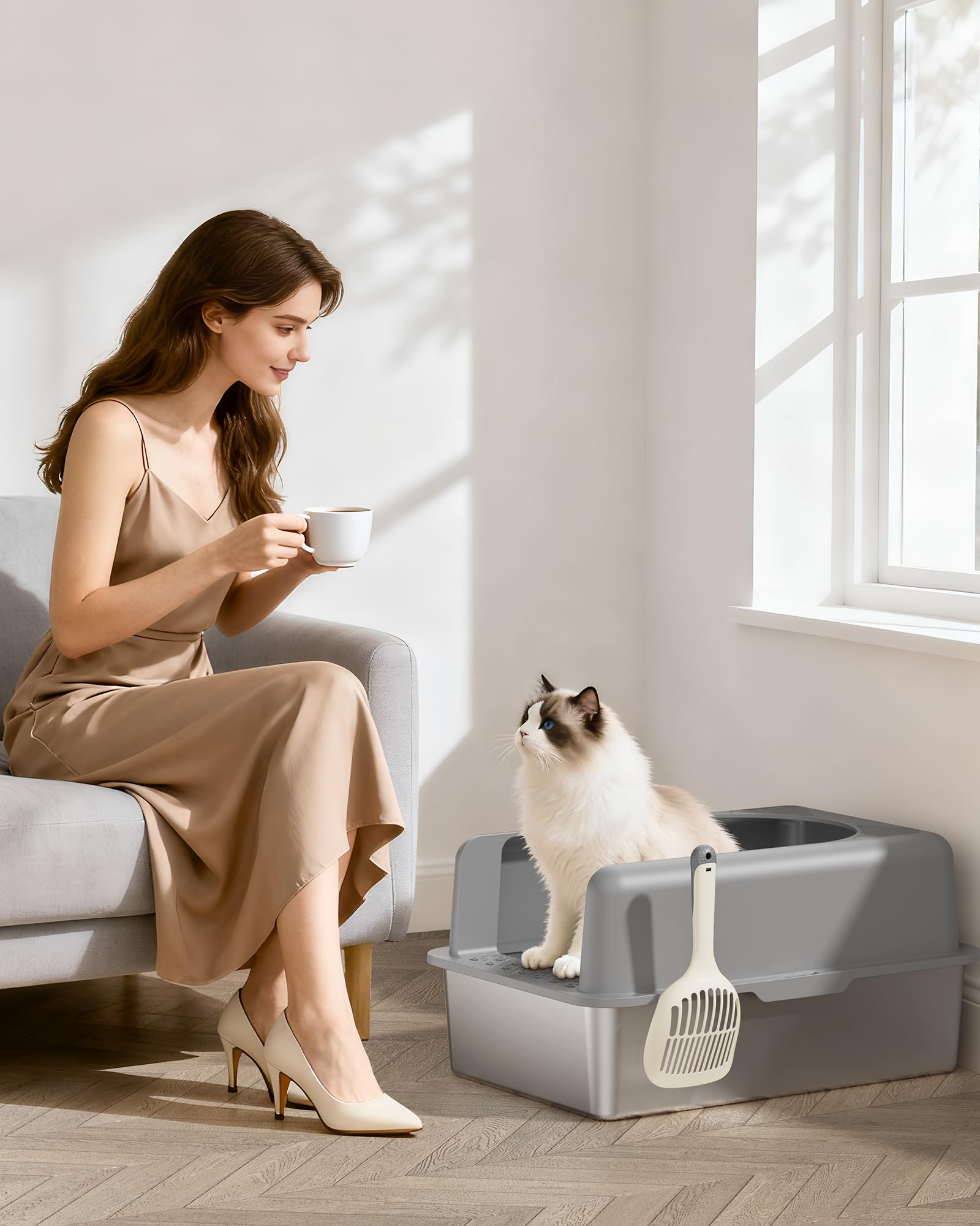 Usage polyvalent MLIKLU inox XL pour grands chats et familles