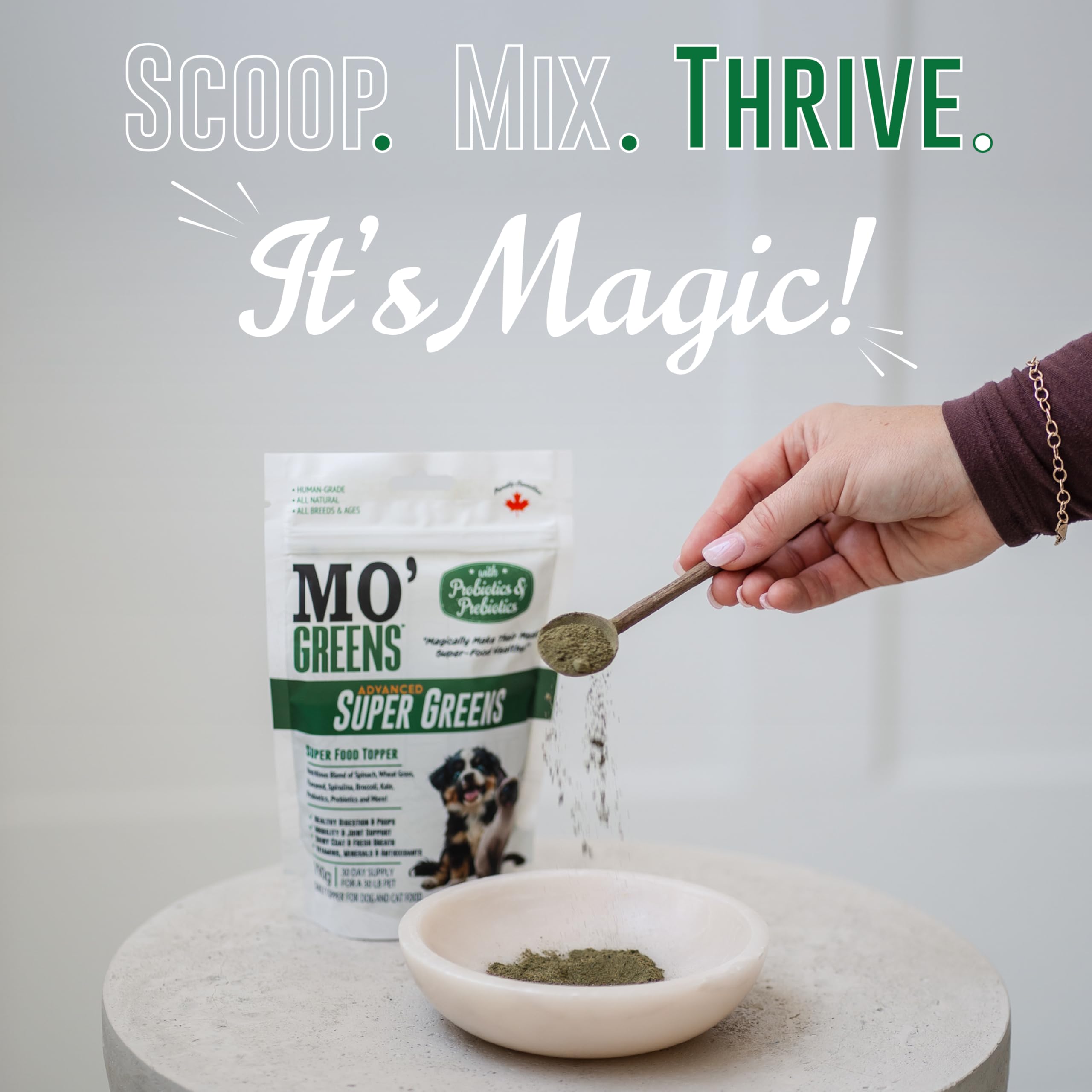 Mo' Greens ingrédients naturels pour nourrir avec soin.