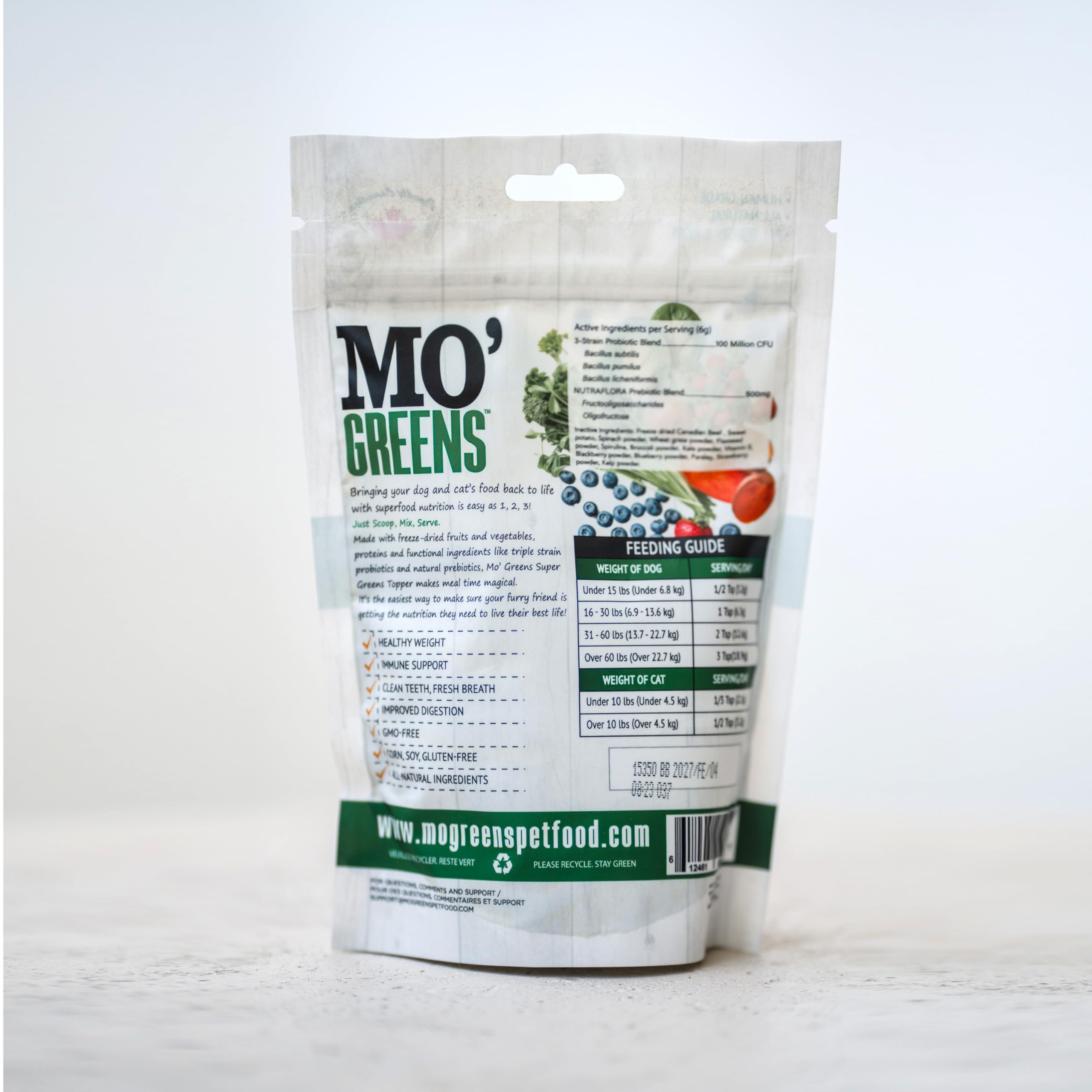 Probiotiques et prébiotiques Mo' Greens soutiennent digestion.