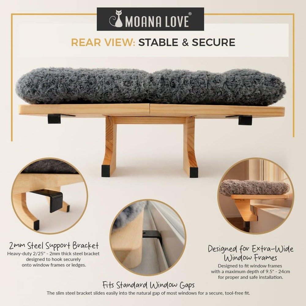 Banc de fenetre Moana Love pour chat espace détente près baie vitrée