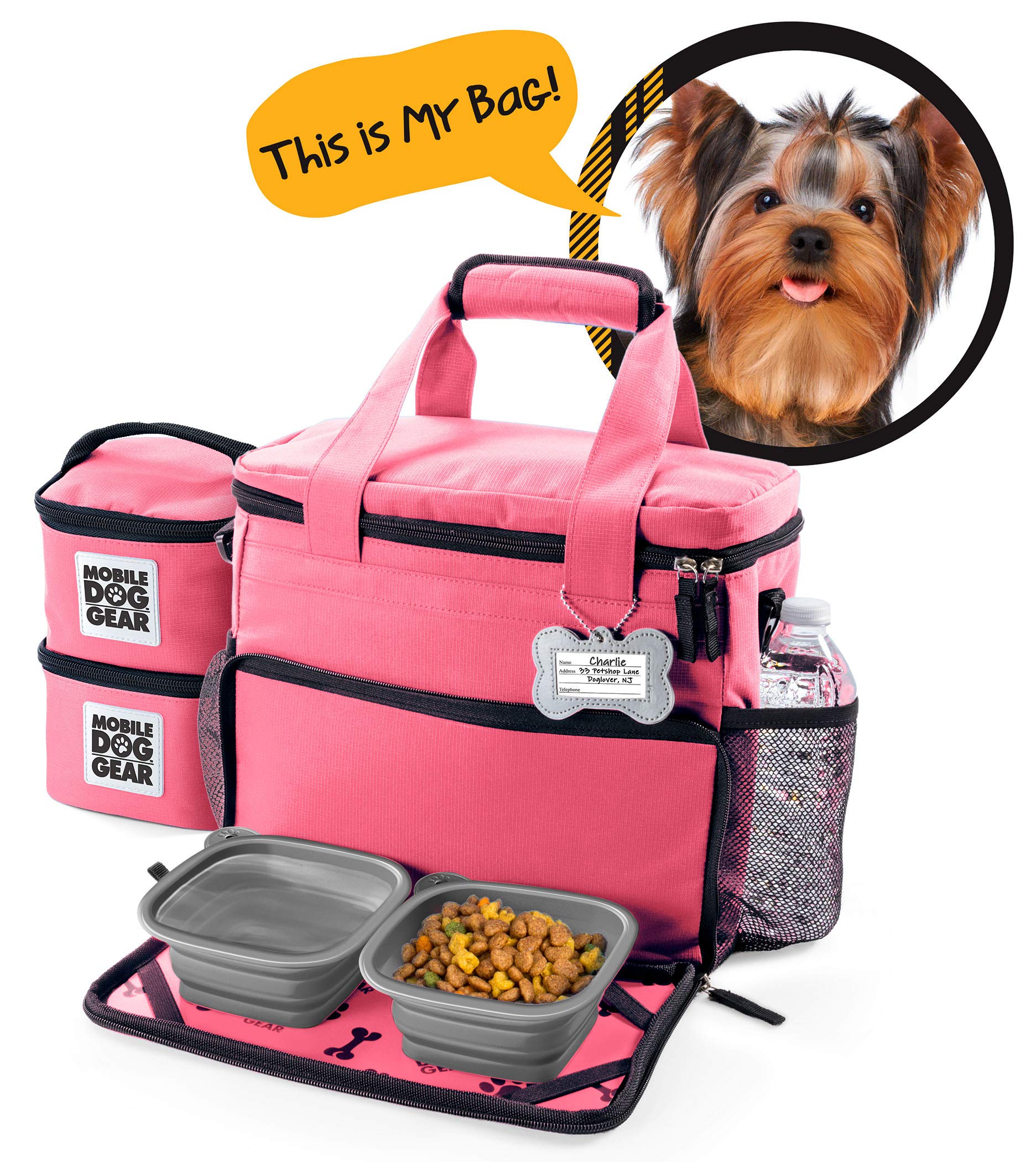 Mobile Dog Gear Week Away met en avant l'ouverture frontale rabattable pour un accès rapide.