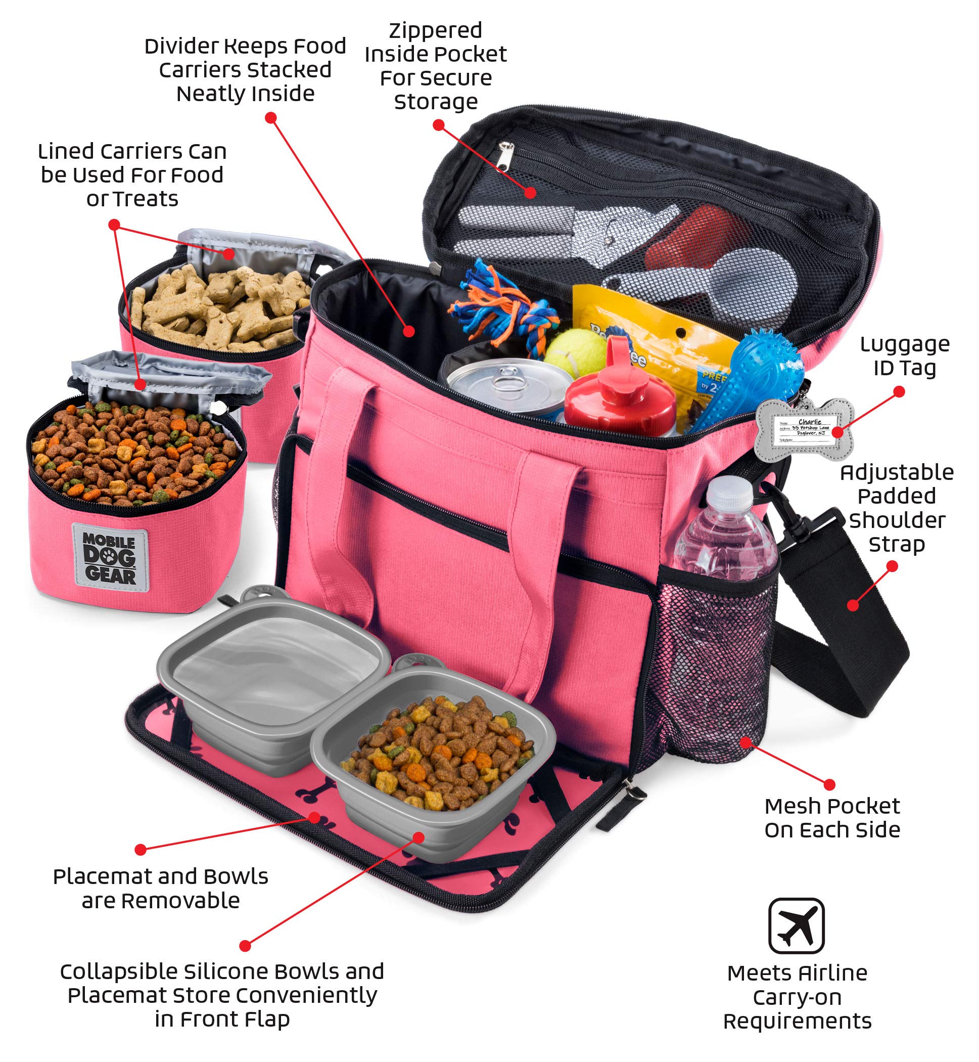 Mobile Dog Gear Week Away présente le diviseur pour contenants d'aliments pour organisation.