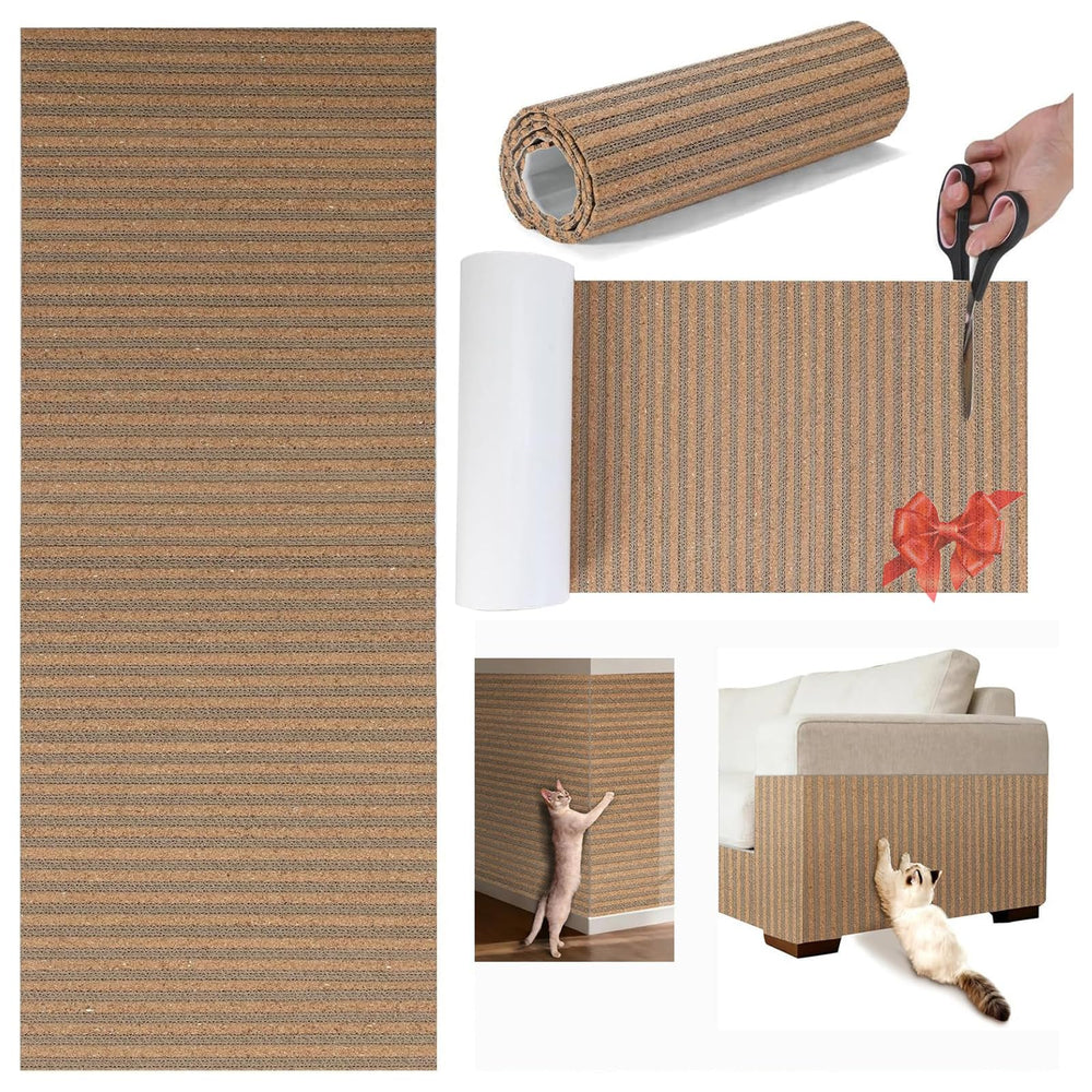 Mocherpion grattioir chat, tapis liège et carton, textures variées pour griffage sans abîmer le mobilier.