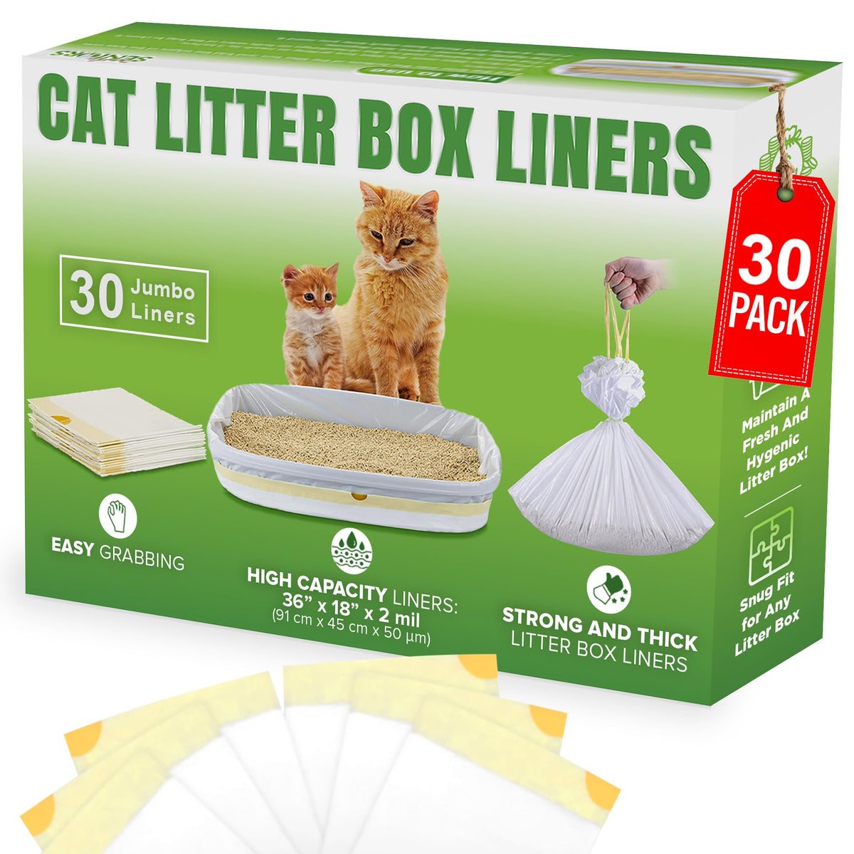 Modish Home Decor sacs litière chat 36x18 anti-fuite pour bac propre