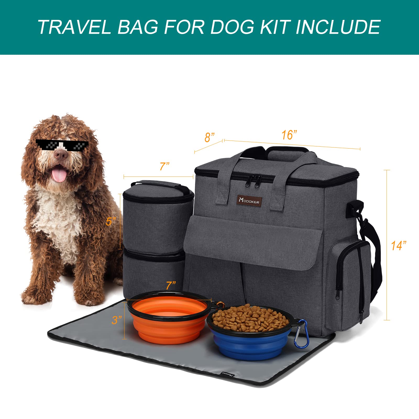 Modoker contenants alimentaires pour chien, stockage sûr en voyage.