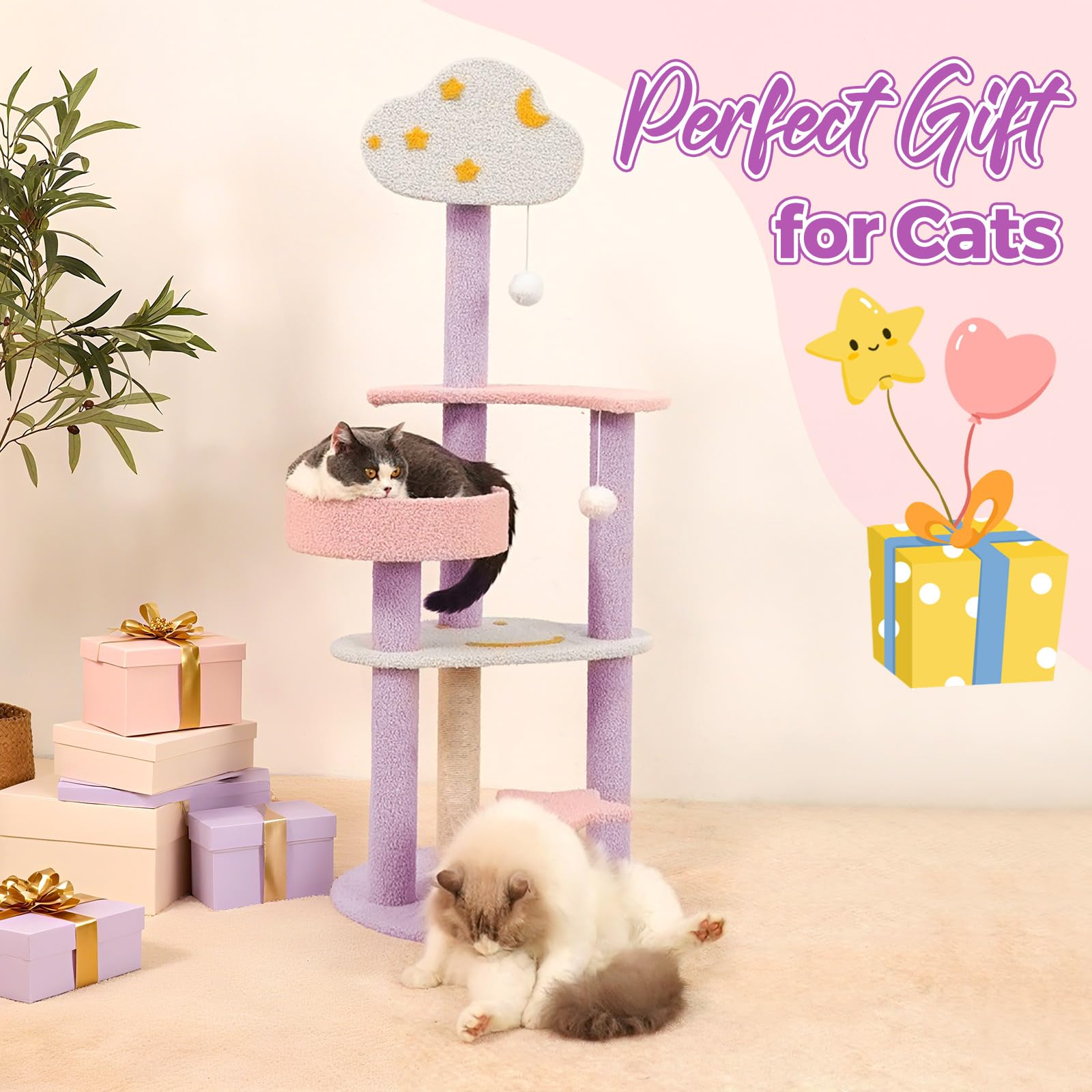MODUSKYE Moon Star Cat Tree assemblage rapide, montage simple