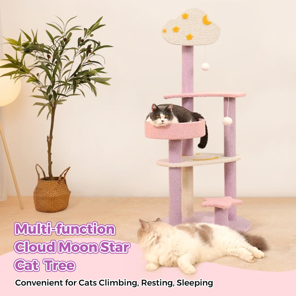 MODUSKYE Moon Star Cat Tree velours Teddy, toucher doux pour siestes
