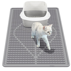 Tapis Mofason en silicone 24x15 gris, limite les traces de litière sur le sol.