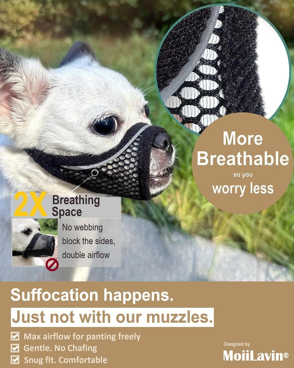 Muile MoiiLavin mesh-ultra-respirant assure ventilation suffisante et confort.
