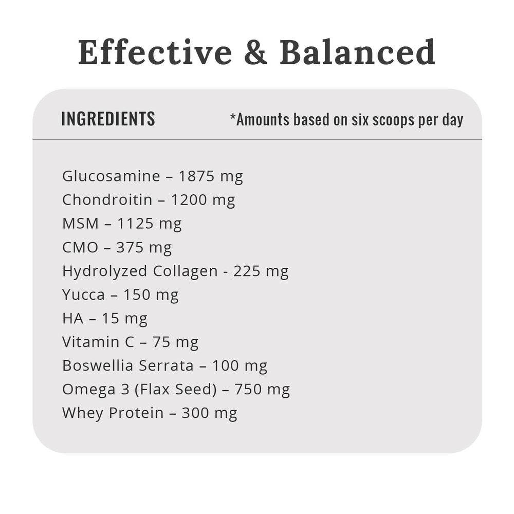 Mojo Joint – glucosamine et chondroïtine pour soutenir l’articulation.