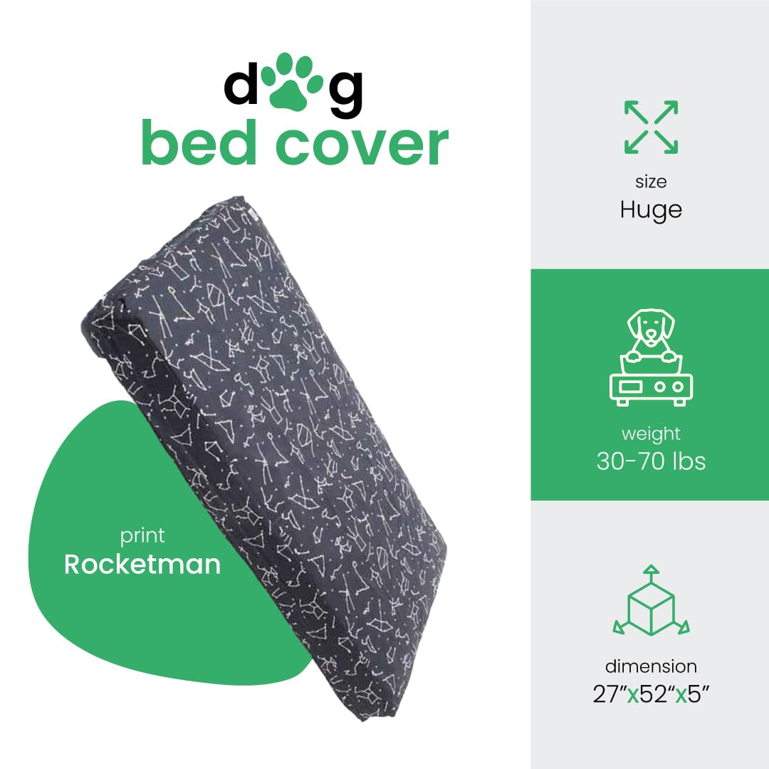 Housse Molly Mutt pour nid chien Rocketman-impression, transforme matelas en lit douillet.